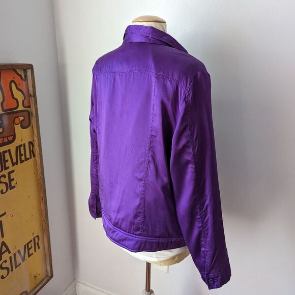 Vintage Purple Silk Jacket Size L - Picture 4 of 6